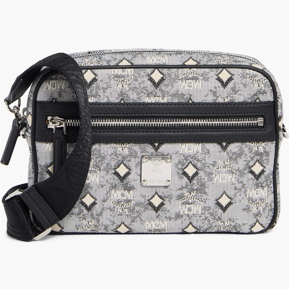 MCM Handbags - MCM Monogram Crossbody Bag in Black & Ivory
